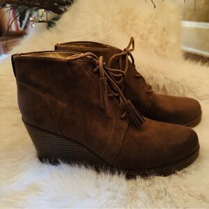 Dr. Scholl's Dark Brown Wedge Ankle Boots